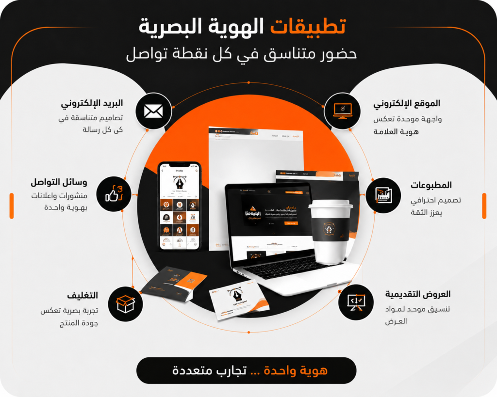 تطبيقات الهوية البصرية على السوشيال ميديا والموقع والمطبوعات